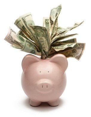 overflowing piggy bank