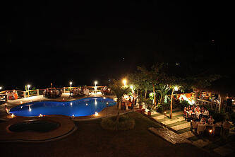 swimming pool at night