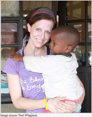 Terri Wingham with a cancer survivor