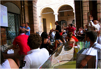 At an outdoor restaurant in Macerata, Italy