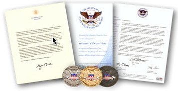 The awards for The President's Volunteer Service Award