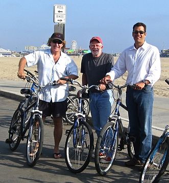 Randy Sykes, Randy LeGrant and Jean-Marc Alberola on bikes.