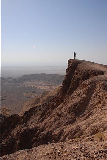 A volunteer on a mountain in Jordan.