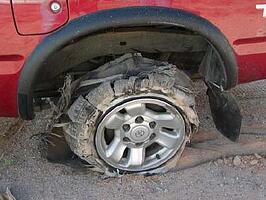 Tire blowout.