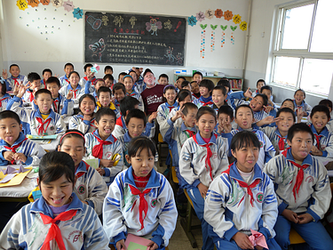 a classroom in China teaching English abroad