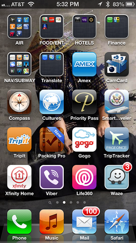 Travel apps on iPhone