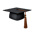 Black Mortar Board with Brown Tassel-1