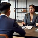 an interview between 2 people for a job