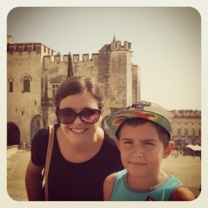 Adrien and Kayla outside the Palais des Papes in Avignon, France