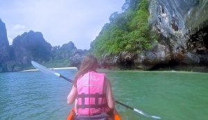 Amanda got to go kayaking around some of "the most beautiful beaches in the world"