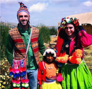 Shanny living the colorful culture of the people in Puno Lake in Peru with her brother.