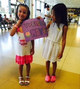 Maya got a warm welcome from her host family, on her first day working as an au pair in Spain