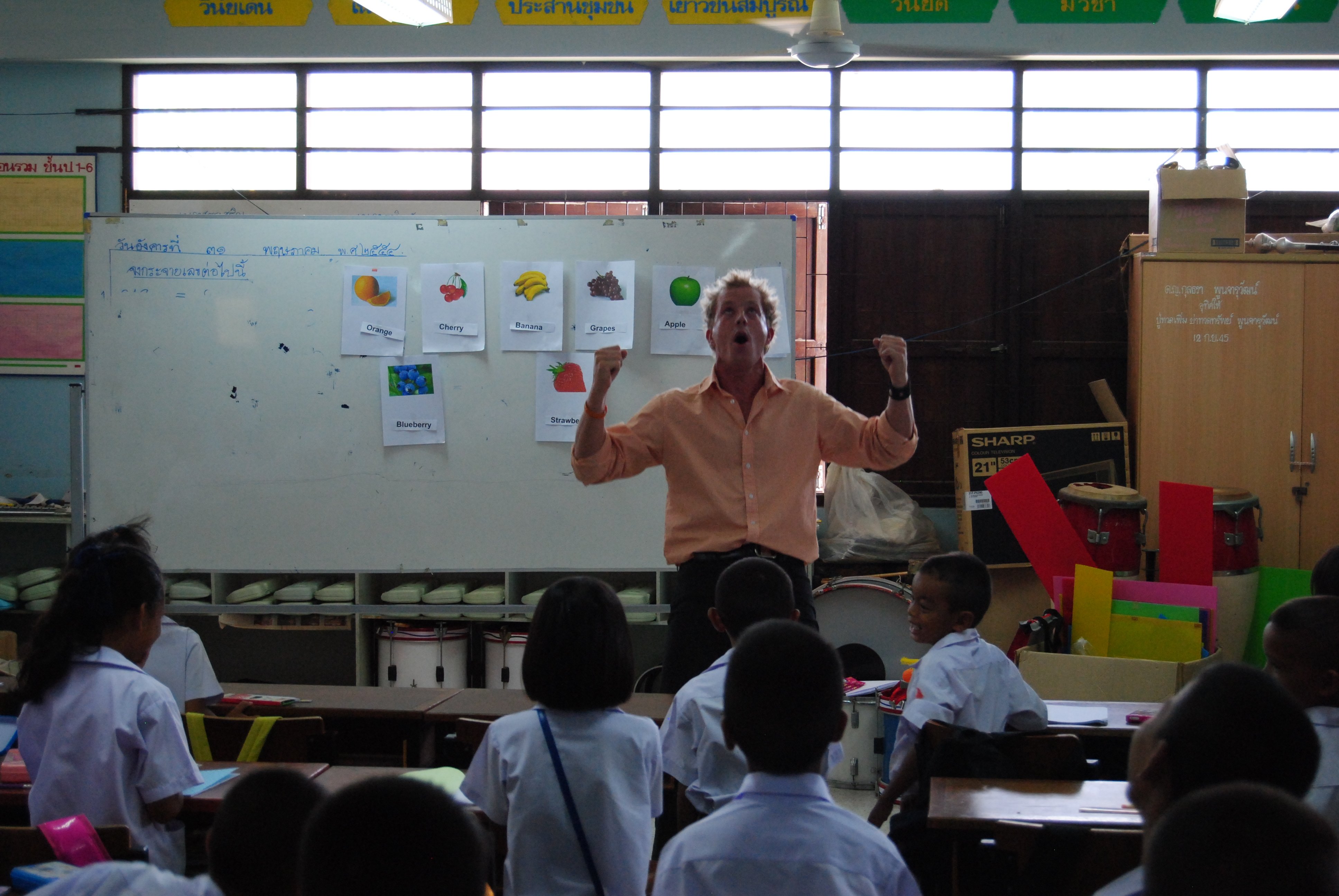 an English teacher in the classroom after a career change
