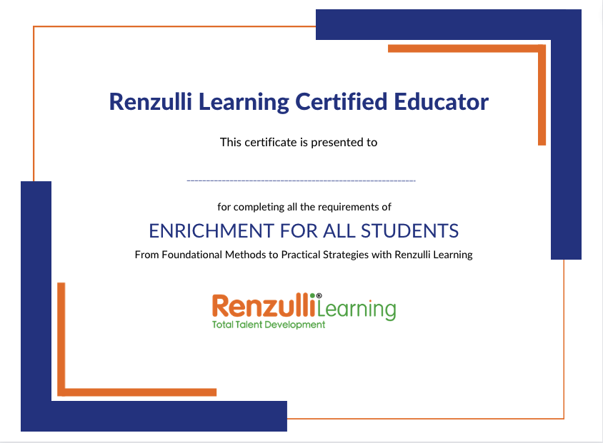 Renzulli Learning Certificate for educators